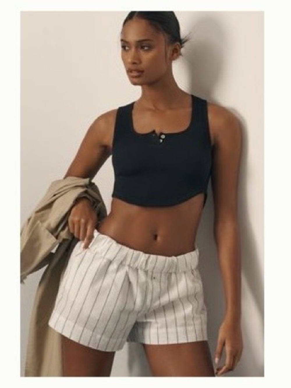 Anthropologie Seamless Henley Crop Top